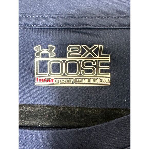 Under Armour Men's Athletic Heat Gear USAF Navy Blue Tee, Size 2XL Stretchy - Picture 2 of 4